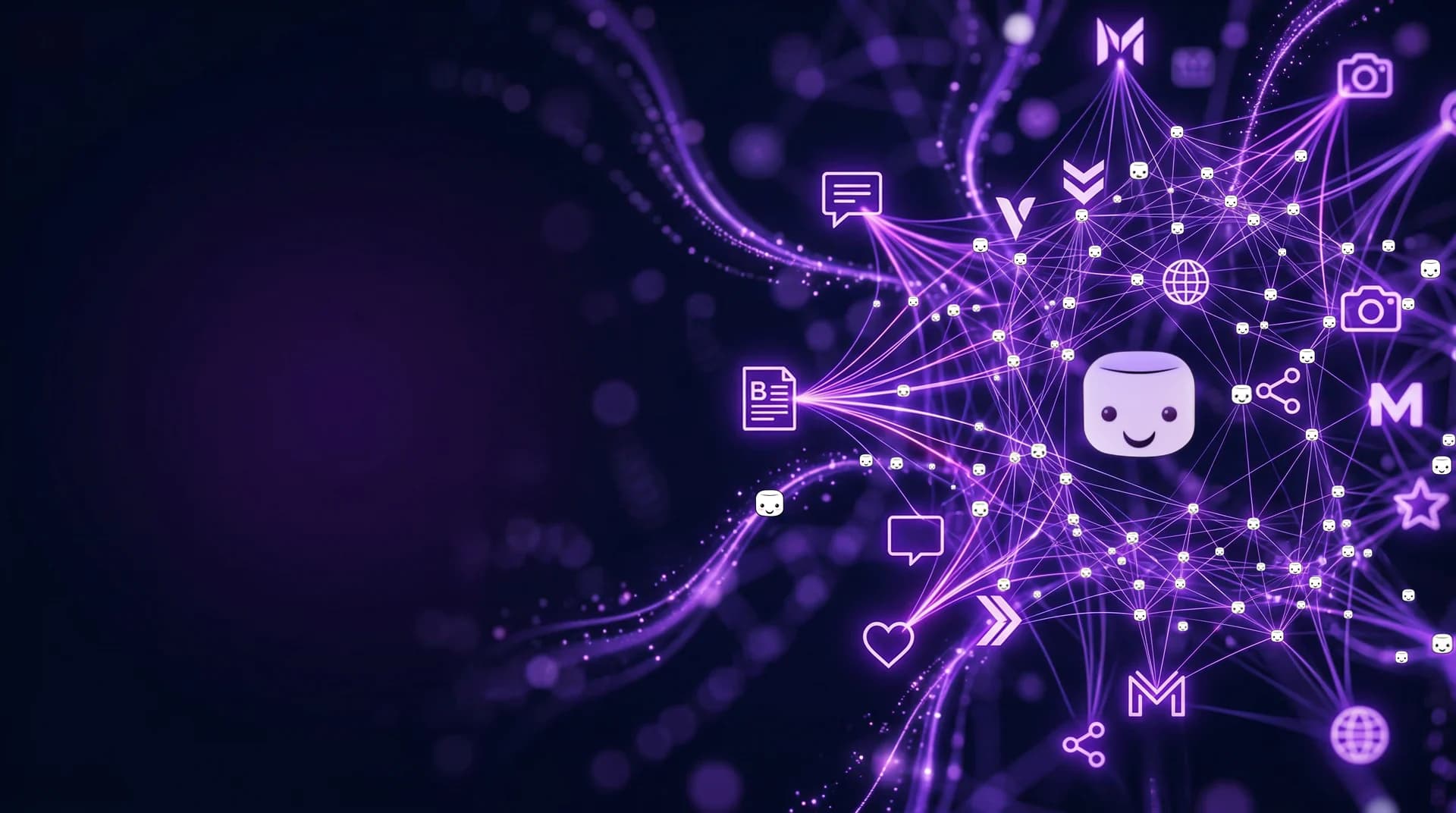 Purple AI marketing network background